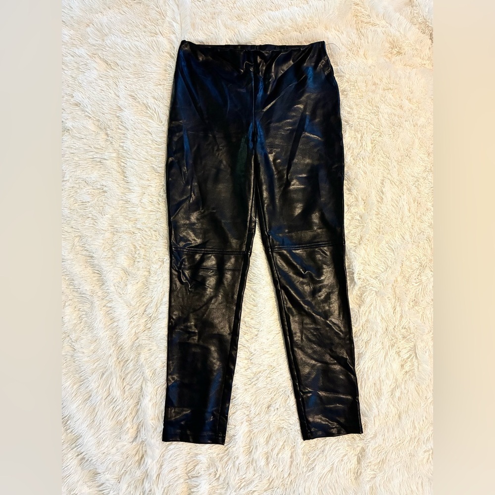 Joseph Ribkoff Black Faux Leather Leggings | Size 8